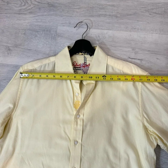 Robert Graham Butter Yellow Casual Button Down with Fun Graphic Print Size M - Picture 8 of 16